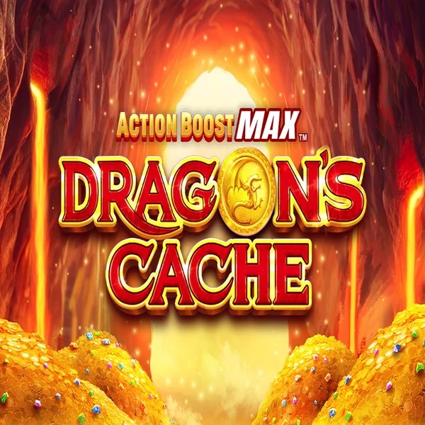 Official Slots logo: Action Boost Max Dragon's Cache by SpinPlay Games at Lamabet Casino
