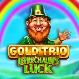 Gold Trio Leprechaun's Luck slot logo by Playtech at Lamabet Casino